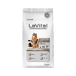 Lavital Kilo Kontrolü İçin Kuzulu Kısırlaştırılmış Kedi Maması (1,5 kg)
