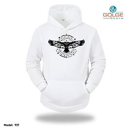 Kartal ve Pusula Görselli Slimfit Kapüşönlu Hoodie Erkek kadın Sweatshirt