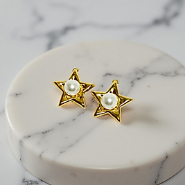 Özel Tasarım İncili Yıldız Küpe