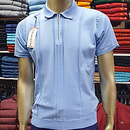 Detay Çizgili Polo Yaka Erkek Triko Tişört