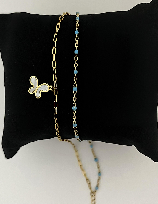 Çelik 2’li Mavi Boncuklu Halhal