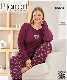 Çiçek Desenli Pijama Takımı 8720-3