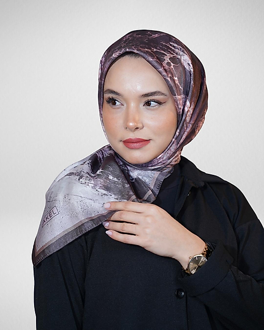 Dijital Kristal Eşarp Pastel Mermer Desenli