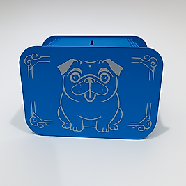 Köpek Kumbara - Ağaç işleme -Ceviz Ağacı-Mavi