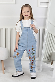 YSM KİDS %100 PAMUK BASKILI KOT SALOPET