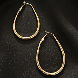 Damla Model Gold Çelik Halka Küpe-40 mm