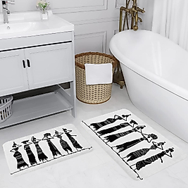 Rovigo Home Dijital Baskı Yıkanabilir Kaymaz 2 li Banyo Takımı