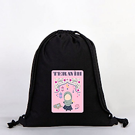 "Teravih" Lale Baskılı Ham Bez Sırt Çantası %100 Pamuk