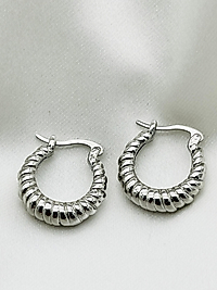 Çelik İstiridye Halka Küpe (SILVER)