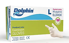 Dolphin Pudralı Lateks Muayene Eldiveni L Beden