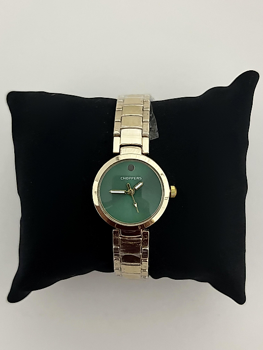 Gold İçi Yeşil Yuvarlak saat