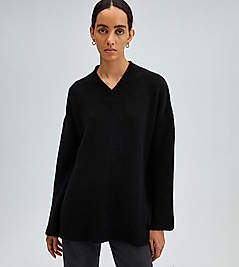 TOUCHE V YAKA TRİKO KAZAK SİYAH