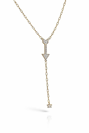 Gold Y kolye Zirkon Taşlı