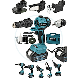 Assur ASR1201 21V Darbeli Kömürsüz 5li Set Mavi