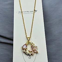Çelik kolye gold renk taşlı 45 cm