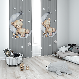Minibabyrooms Ayda Uyuyan Ayıcık Desenli Fon Perde