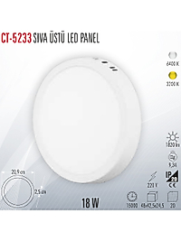 CATA CT-5233 SIVA ÜSTÜ LED PANEL 18W