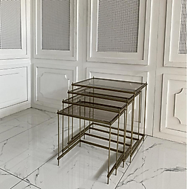 İnta Zigon Sehpa 4lü - Eskitme Gold
