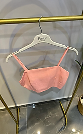 Pembe Pamuklu Gipeli İnce Askılı Crop