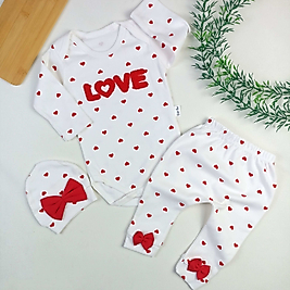Love Şapkalı 3 Parça Takım