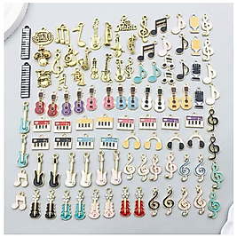 ( 100 X ADET ) 1 SET MÜZİK HİSSİ SETİ ENSTRÜMAN & NOTA / BİLEKLİK & KÜPE & KOLYE UCU