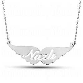 Kişiye Özel 14K Altın Kaplama Melek Kanatlı İsim Kolye