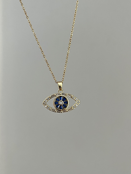 Çelik Taş Detaylı Göz Kolye