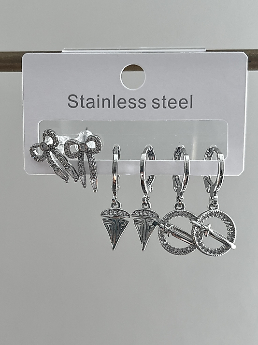 Çelik 6’lı Silver Gezegen Küpe