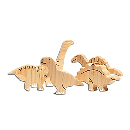 El Yapımı Doğal Ahşap Dinozor Seti (5 Parça)