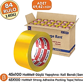 Nuga 1 KOLİ (84 ADET) 45x100 Sarı HotMelt Koli Bandı