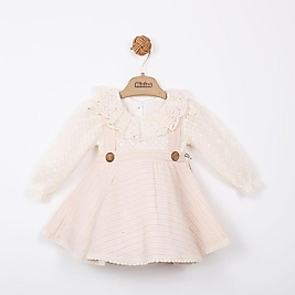 KARDELYA BEBE KIZ BEBEK ÇİZGİLİ KLOŞ ELBİSE