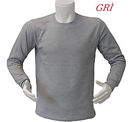 Sweat Kazak- Bisiklet Yaka-Gri Renk -2 iplik Şardonlu