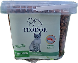 TEODOR STERİL SOMONLU 30% PROTEİNLİ KISIR KEDİ MAMASI 1 KG