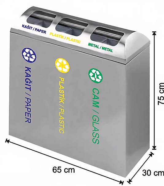 ÜÇLÜ GERİ DÖNÜŞÜM SETİ PASLANMAZ ( KDV DAHİL )