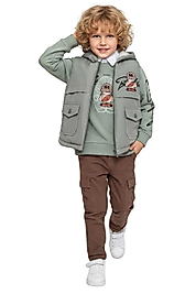 Erkek Çocuk 4’lü Takım 2-5 Yaş | Yelek Sweat Gömlek Kargo Pantolon