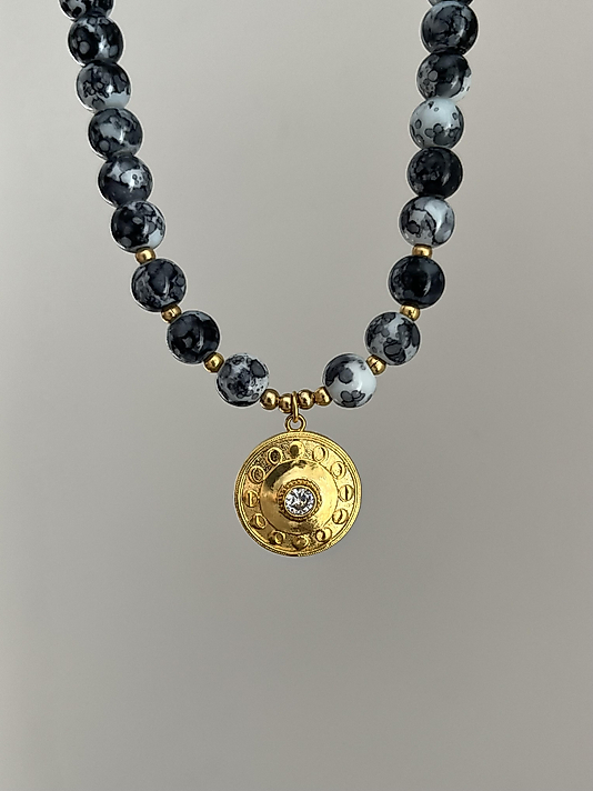 Doğaltaş Taş Detaylı Kolye 50cm