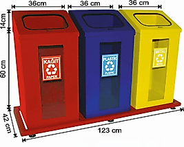 3 BÖLMELİ ŞEFFAF KIRILMAZ CAMLI BOYALI GERİ DÖNÜŞÜM SETİ ( KDV DAHİL )