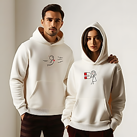 Çekim Gücü Görselli Kombin Sevgililer Günü Slimfit Kapüşönlu Hoodie Sweatshirt
