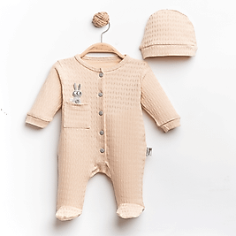 JAKAR KUMAŞ TAVŞAN DETAYLI ERKEK BEBEK TULUM