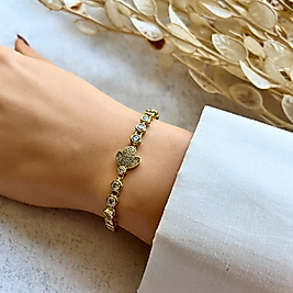 Taşlı Nilüfer Bileklik 19,5-17 cm | Mev'Altın Collection
