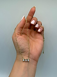 Xuping Gold Renk Üç Taş Detaylı Minimal Kolye