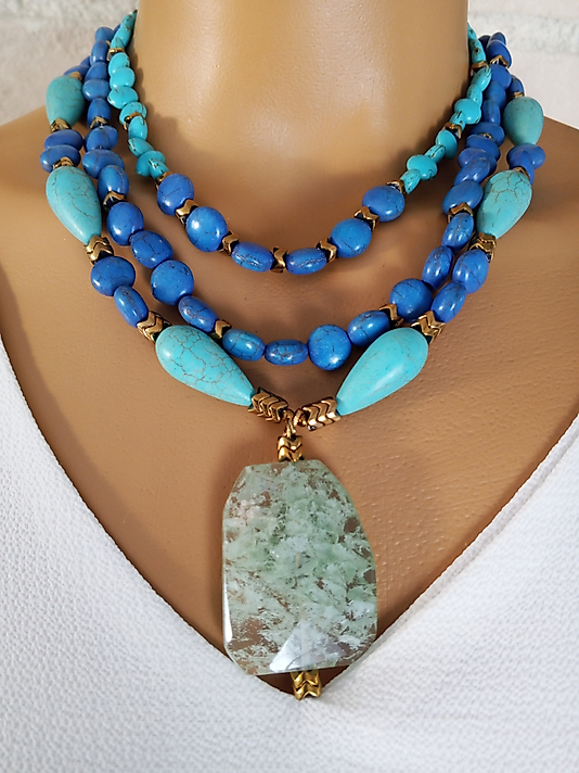 labrador ve akik taşları kısa kolye