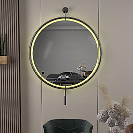 LED li İzmir Ayna SİYAH 60 cm Dekoratif Hol Koridor Duvar Salon Mutfak Banyo Wc Ofis Makyaj Aynası