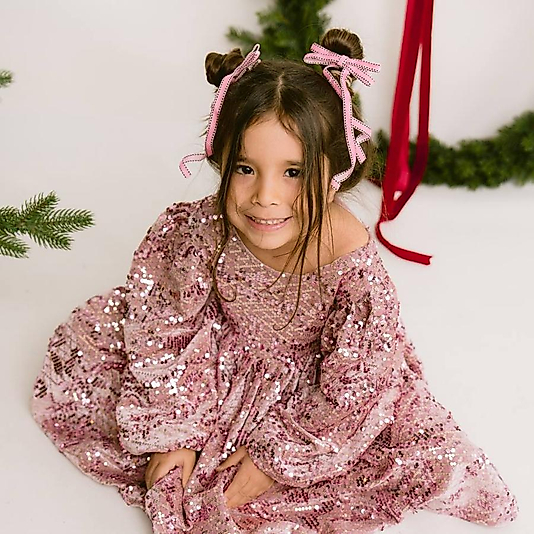 Payet Arkası Fiyonk Bağlama Kız Çocuk Özel Gün Elbisesi