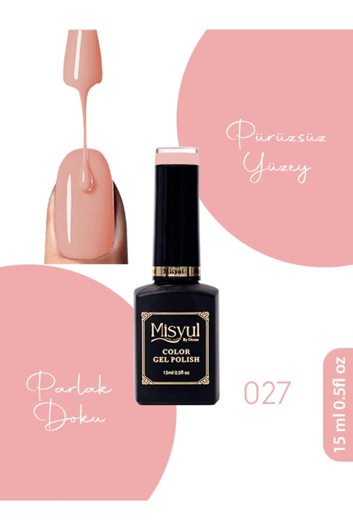 Misyul Kalıcı Oje 027, UV Led Kalıcı Oje Nail Art 15ml