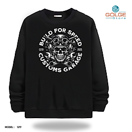 Motorcu Model Bisiklet Yaka Erkek kadın Slimfit Sweatshirt