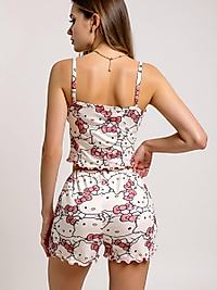 Hello Kitty Baskılı Askılı Şortlu Pijama Takımı