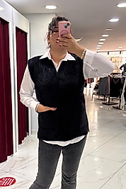 Tay Tüyü Oversize Süveter – Siyah