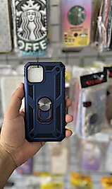 iPhone 11 Pro Yüzüklü Panzer Telefon Kılıfı Lacivert