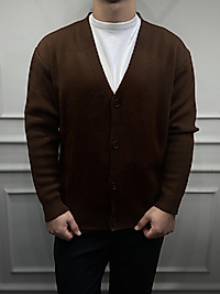 Düğmeli Basic Hırka - Kahverengi